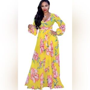 Nuofengkudu Floral Maxi Dress